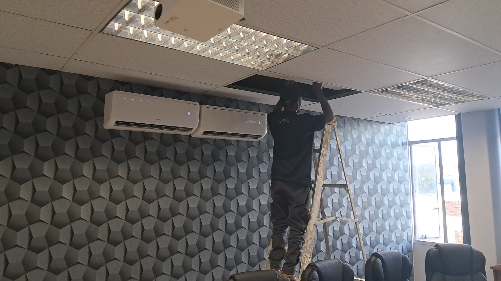 Split system installation in an office