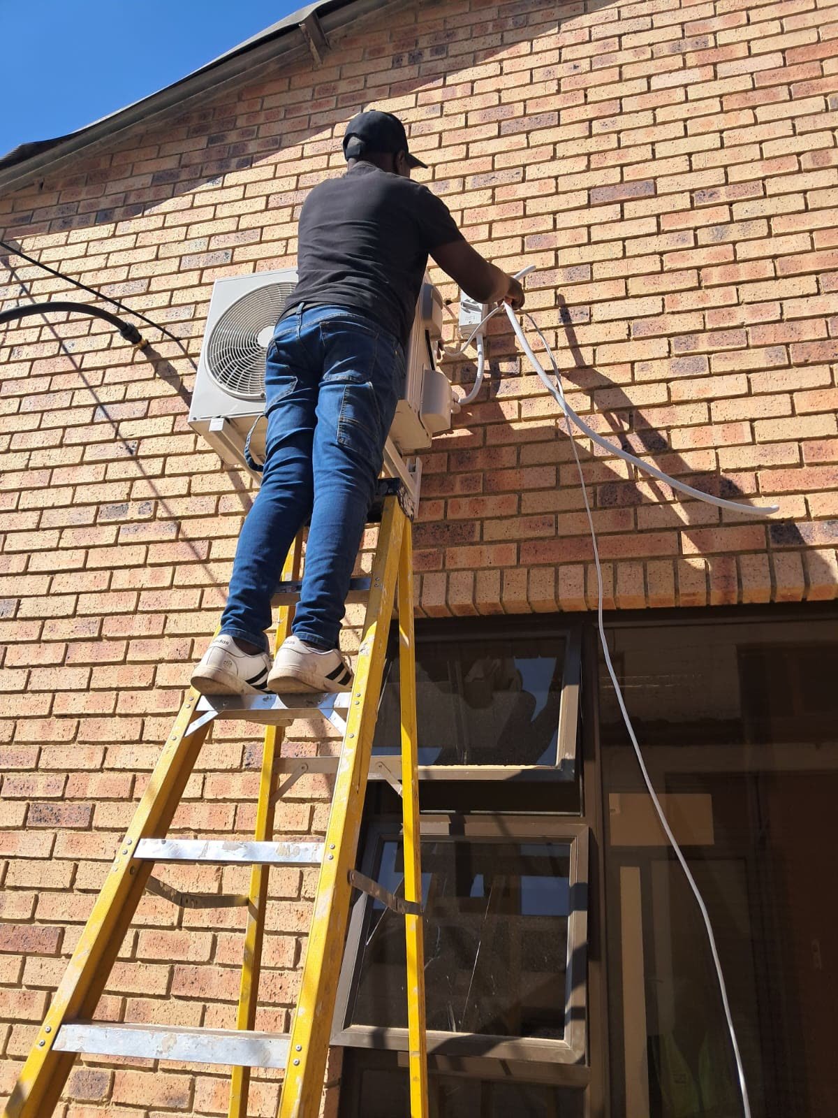 Outdoor unit installation in progress